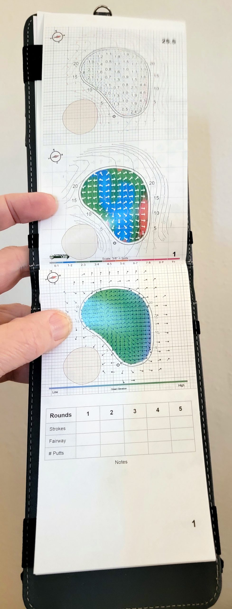 Old Duffer Golf image of pages in a greens book