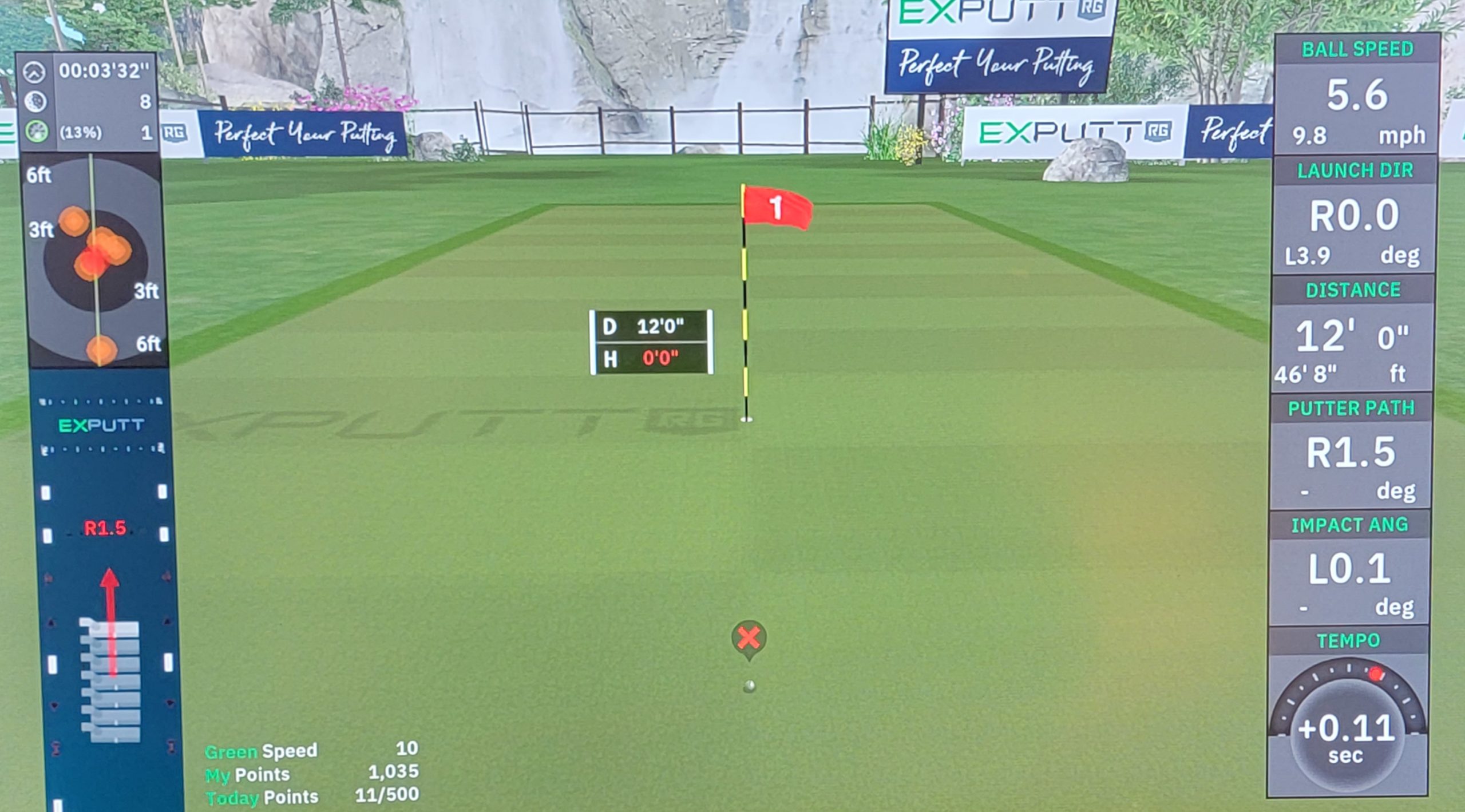 Old Duffer Golf image of practice mode on a simulator