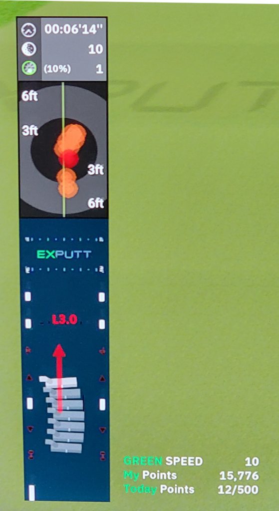 Old Duffer Golf image of the metrics on the left side of the screen