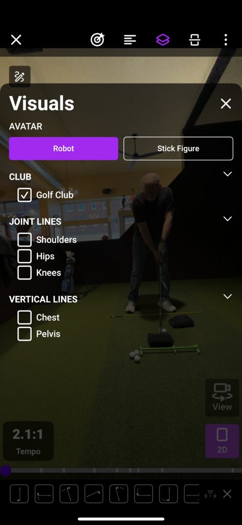 Old Duffer Golf image of the visuals menu