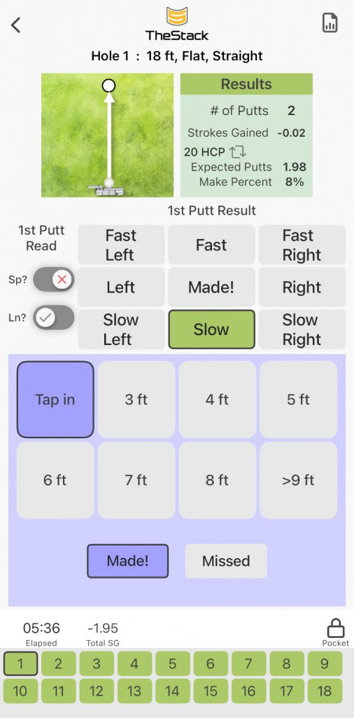 Old Duffer Golf image a review of your On Course 18 holes in the stack putting app